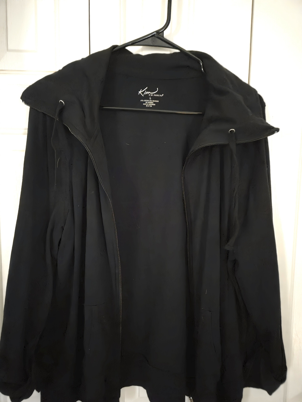 Kim Rogers Black Hooded Zip-Up Jacket